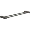 Gedy Ande Portasciugamani bagno doppio fisso, portasciugamani da parete doppia lunghezza 60 cm, porta asciugamani doppio da bagno a parete, acciaio inox AISI 304, finitura gun metallo, fissaggio con