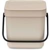Brabantia Sort & Go Pattumiera 3L (Soft Beige), Pattumiera cucina in plastica con maniglia, Secchio spazzatura salvaspazio con coperchio stay open rimovibile, Cestino umido facile da pulire