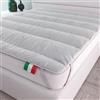 Italian Bed Linen Topper Bamboo, Imbottito e Trapuntato, Lavabile | Singolo 80x195 cm, Microfibra + Fibra di Bamboo, Made in Italy, Elastici per il Fissaggio, Imbottitura 250 gr