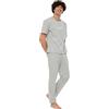 Trendyol Man with Slogan Thin Knit T-Shirt-Trousers Pajama Set Pigiama, Grey, L (Pacco da 2) Uomo