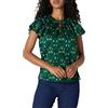 Amazon Essentials Blusa in Raso di Cotone con Collo Arricciato, Vestibilità Comoda Donna, Verde Scuro Verde Uccelli, M