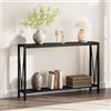 Salutmeuble Tavolo consolle industriale stretto a 2 livelli con vano portaoggetti design a V, 110 x 76 x 25 cm per divano, ingresso, corridoio, soggiorno (nero)