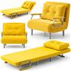 BAKAJI Poltrona Letto Singolo Reclinabile 3 in 1, Divano Convertibile Chaise Lounge con Seduta Imbottita e Rivestimento Velluto a Coste, Poltroncina Salvaspazio Relax 80 x 68 x 82 cm (Mostarda)