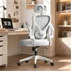 WXJHL Sedia da Scrivania Ergonomica con Sostegno Lombare Regolabile, Sedia da Ufficio con Braccioli Pieghevoli e Funzione Basculante, Sedia per Computer in Rete con Schienale Alto, Bianco