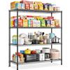 KZOBYD Scaffale con righello regolabile in altezza (nero, 115 x 45 x 160 cm | 4 ripiani regolabili in altezza, portata 400 kg, scaffale in metallo, scaffale da cucina, garage