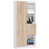 AKORD Libreria R15 con Cassetti e Sportelli - 80 cm Larghezza - 7 Ripiani, 2 Ante, 2 Cassetti - Mobile Versatile per Ufficio e Casa - Ideale per Piccoli Spazi - 80x180x35 cm - Bianco & Rovere Sonoma