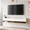 [en.casa] Consolle da Parete (AxLxP) 29,5 x 180 x 31,5 cm con 2 Ante e Scomparti Armadio a Muro con Apertura a Ribalta Mobile Porta TV - Rovere Rustico/Bianco