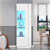 Merax Vetrina 60 x 40 x 180 cm, vetrina in vetro con controllo app LED, vetrina lucida con anta in acrilico e 3 ripiani in vetro, vetrina per soggiorno, armadietto multifunzione, bianco