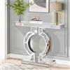 Jesantab Consolle con inserto in cristallo, 101 cm, moderno e sottile, con base a forma di O, per soggiorno, corridoio e ingresso