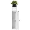 ANSIMIDA Armadietto alto da bagno con ripiani, 80 x 16 x 15 cm, bianco, 4 scomparti, 1 anta, in PVC, armadietto alto in PVC, 4 ripiani