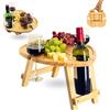 Generic OTIVA® Original - Tavolo da picnic portatile 2 in 1 con vassoio - a forma di cuore pieghevole in legno, tagliere per salumi con bottiglia e porta bicchieri, per interni, picnic, campeggio, giardino