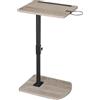 HOOBRO Tavolino a Forma di C Regolabile in Altezza, Tavolino Divano Rotazione 360°, con Portabicchieri Rimovibile e Slot per Tablet, Grigio Invecchiato e Nero EBG34SF01
