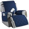 JORTUIO Copri Poltrona Relax Reclinabile Universale, Impermeabile Copripoltrona 1 Posto Fodera per Poltrona con Braccioli con Tasche,Antiscivolo,Antimacchia, Antigraffio, Rimovibile(Blu navy)