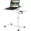 Lvhecforhm Tavolo da letto a rotelle, altezza regolabile, supporto mouse separato, scrivania mobile 60x40 cm, pieghevole, 360°, scrivania rotante