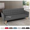Produce Shop Divano Letto clic clac 3 posti in Tessuto reclinabile Design Nordico Malibu - Grigio Scuro
