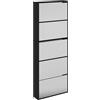 vidaXL Scarpiera con Specchio a 5 Livelli Nera 63x17x169,5 cm