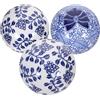 MINAOLULUS 3 Pezzi Sfere Decorativa in Ceramica Blu per Acquario e Tavolino, Resistente e Non Sbiadisce, Sfera Galleggiante Creativa Motivo Elegante per Arredamento Casa Stili Multipli