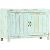vidaXL Credenza Intagliata Vintage Artigianale con Ante Robusta Elegante Armadietto Mobiletto Basso Verniciata Azzurra Legno Massello di Mango