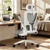 WXJHL Sedia da Ufficio Ergonomica con Supporto Lombare Adattivo, Poggiatesta Regolabile e Braccioli Ribaltabili, Sedia Scrivania in Rete per Home Office, Studio, Computer e Gaming, Grigio