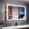 LOMIKEN Armadio a specchio, 100 x 65 x 13 cm, con illuminazione, bagno con presa, 3 colori di luce regolabili, in acciaio inox, interruttore a sensore tattile, Bluetooth (argento)