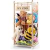 khlerox Contenitore in legno massello con ruote e freni a 360° - incl. rete di cotone, organizzatore di peluche per cameretta dei bambini, sala giochi e soggiorno (Burlywood, piccolo)