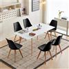 H.J WeDoo Tavolo da Pranzo Allungabile Con 6 Sedie, Rettangolare per Soggiorno, Cucina, Ufficio (120-160 cm, Tavolo Bianco + Sedie Nere)