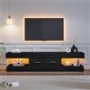Kebnor Mobile TV con LED, tavolo TV per soggiorno, mobile TV con spazio aperto e cassetti, mobile basso con piano in vetro acrilico, 152 x 35 x 40 cm