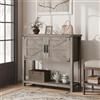 Salutmeuble Consolle 2 ante e 2 cassetti, mobile bar in legno, tavolo d'ingresso con 2 ripiani, credenza in stile country per cucina e soggiorno, 91 cm, grigio