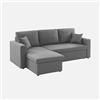 Alice's Garden Alice's Home Divano letto angolare reversibile con contenitore, 3 posti Grigio - 220x146x83 cm