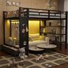 Trdlpyn Letto a Soppalco in Metallo 140x200 con illuminazione a LED e Pannello Forato, Armadio a Giorno E Vani Portaoggetti, Struttura in Ferro, Lettino da gioco per Adolescenti e Adulti (Senza Materasso)