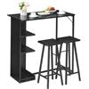 Salutmeuble Tavolo da pranzo e sedie per 2 - Set da bar e cucina per piccolo spazio, appartamento, soggiorno, sala da pranzo (nero)