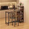 Xbro Tavolo da Bar con 2 Sgabelli, Portabottiglie 120x40x120 cm | Porta calici sospeso, portabottiglie a 6 posti e ripiani laterali per organizzare vino, bicchieri e accessori da bar.