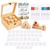 Thryvix 102 Pezzi Set Giochi per Baby Shower,48 Cubetti di Legno Naturale da Dipingere, 40 Stencil, 12 Pennarelli Acrilici, Cartello e Scatola in Legno,Perfetto per Ospiti e Bambini