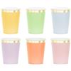 PartyDeco Bicchieri di carta da 220 ml con bordo dorato, set da 6 pezzi, bicchieri usa e getta, in cartone, per matrimonio, Pasqua, compleanno, decorazione da tavolo e accessori per feste, colore oro pastello