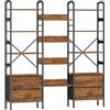 Fobyfurny Libreria, 58 x 24 x 166 cm, Marrone Rustico e Nero