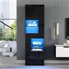 Merax Vetrina con LED, 55 x 38 x 170 cm, vetrina in vetro lucido, con 1 cassetto, 4 armadi e 11 ripiani, con controllo app, armadio per soggiorno
