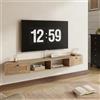 DSNAPE Mobile TV Sospeso 178 cm, TV Basso Moderno per Televisore Fino a 80 Pollici, Tavolo TV con Ante in Rattan & Vano Aperto per Soggiorno, Rovere Chiaro