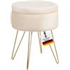 Albatros International GmbH ALBATROS Sgabello Cannes con vano portaoggetti, design moderno, elegante rivestimento in velluto, cassapanca o panca con vano portaoggetti, ideale come poggiapiedi o sgabello da trucco, beige