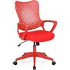 COSTWAY Sedia da Ufficio Ergonomica, con Schienale Reclinabile, Regolabile in Altezza, Sedia Scrivania con Seduta Girevole 360°e Ruote per Ufficio, Studio e Soggiorno, Portata 150 kg (Rosso)