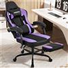 Hellove Sedia da Gaming Ergonomica con Poggiapiedi, Supporto Lombare, Braccioli Regolabili, Reclinabile 90-135°, Portata 135Kg, Sedia Gamer Ufficio in Pelle PU Nero e Viola