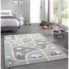 CARPETIA Tappeto Bambini Tappeto Ragazzo per Strade Automobili Verde Blu Größe 120x170 cm