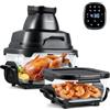 FANTASK Friggitrice ad aria calda portatile 6 in 1, 1500 W, con 2 contenitori in vetro rimovibili e coperchio, per campeggio, casa (nero)