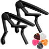 DIDA Capotasto per chitarra acustica, classica, chitarre elettriche, ukulele, mandolino, banjo e altri strumenti musicali a corda, sgancio rapido, cuscinetto in silicone memory, senza ronzio (nero e nero)