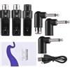 Horett MICROFONO WIRELESS 2.4G XLR Ricetrasmittente e Ricevitore Senza Fili per Microfoni a Condensatore 48V Mic Wireless per Chitarra Elettrica Bassi Altoparlanti (2 Trasmettitori e 1 Ricevitore)
