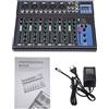 KigerNee - Mixer audio Bluetooth a 7 canali con USB e 48V Phantom - Mixer DJ professionale con 6 modalità audio per suono live, studio, karaoke, band - Compatto per principianti e professionisti