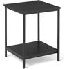 Amazon Basics Tavolino Con Ripiano Inferiore, Quadrato, Comodino Da Camera Da Letto, Tavolino Da Salotto Con Struttura In Acciaio, Facile Da Montare, 40 x 40 x 51 cm, Nero
