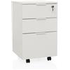 HJH Office Mobiletto con 3 cassetti DAVIK Mobiletto, schedario con rotelle, cassetto con serratura, bianco