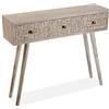 VERSA Anish Consolle Ingresso, Tavolo Consolle, Tavolino Ingresso, Tavolo Salotto, con 3 cassetti, Misure (A x L x l) 81,5 x 25 x 97 cm, Legno, Colore Marrone e Grigio