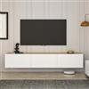 Hanah Home Elegante supporto per TV, larghezza 150 cm, bianco & Atlantic Pine | 100% melamina rivestito in melamina, altezza 30 cm, profondità 32 cm, design moderno per spazi viventi e intrattenimento