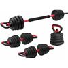 FITPADDY - Kit pesi componibile 3-in-1 barbell dumbbell kettlebell 15